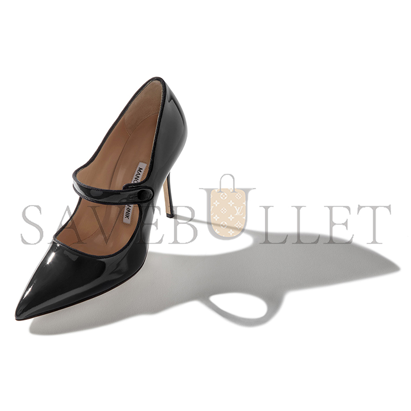 MANOLO BLAHNIK CAMPARINEW BLACK PATENT LEATHER POINTED TOE PUMPS 9XX-0553-0006