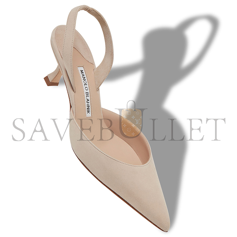 MANOLO BLAHNIK CAROLYNE LIGHT BEIGE SUEDE SLINGBACK PUMPS 9XX-0401-0015