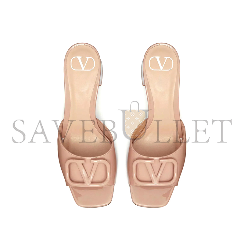 VALENTINO VLOGO SIGNATURE PATENT LEATHER SLIDE SANDAL 60MM 6W2S0HA6TMK_GF9