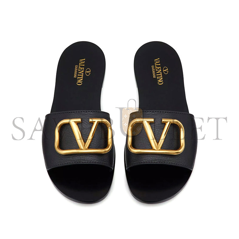 VALENTINO VLOGO SIGNATURE SLIDE SANDAL IN GRAINY COWHIDE WITH ACCESSORY 5W2S0M21HWS_0NO