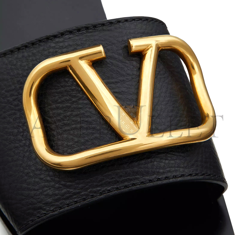 VALENTINO VLOGO SIGNATURE SLIDE SANDAL IN GRAINY COWHIDE WITH ACCESSORY 5W2S0M21HWS_0NO