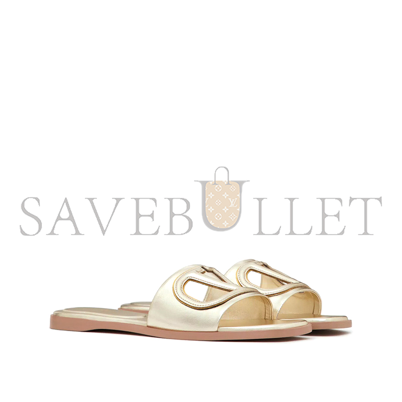 VALENTINO VLOGO CUT-OUT LAMINATED NAPPA LEATHER SLIDE SANDAL 4W2S0IB0YUW_7G0