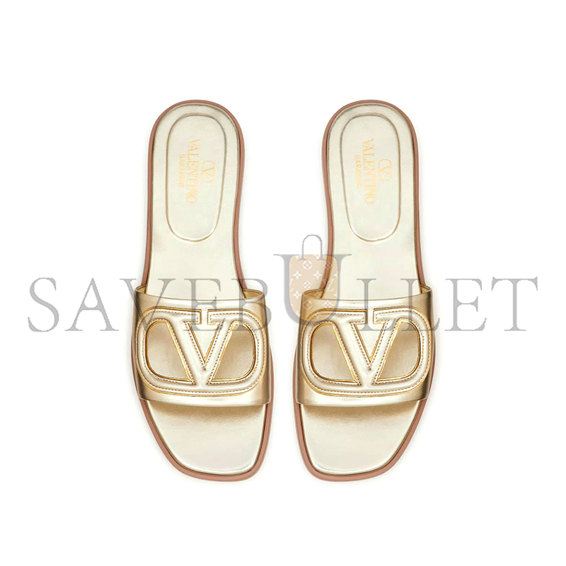 VALENTINO VLOGO CUT-OUT LAMINATED NAPPA LEATHER SLIDE SANDAL 4W2S0IB0YUW_7G0