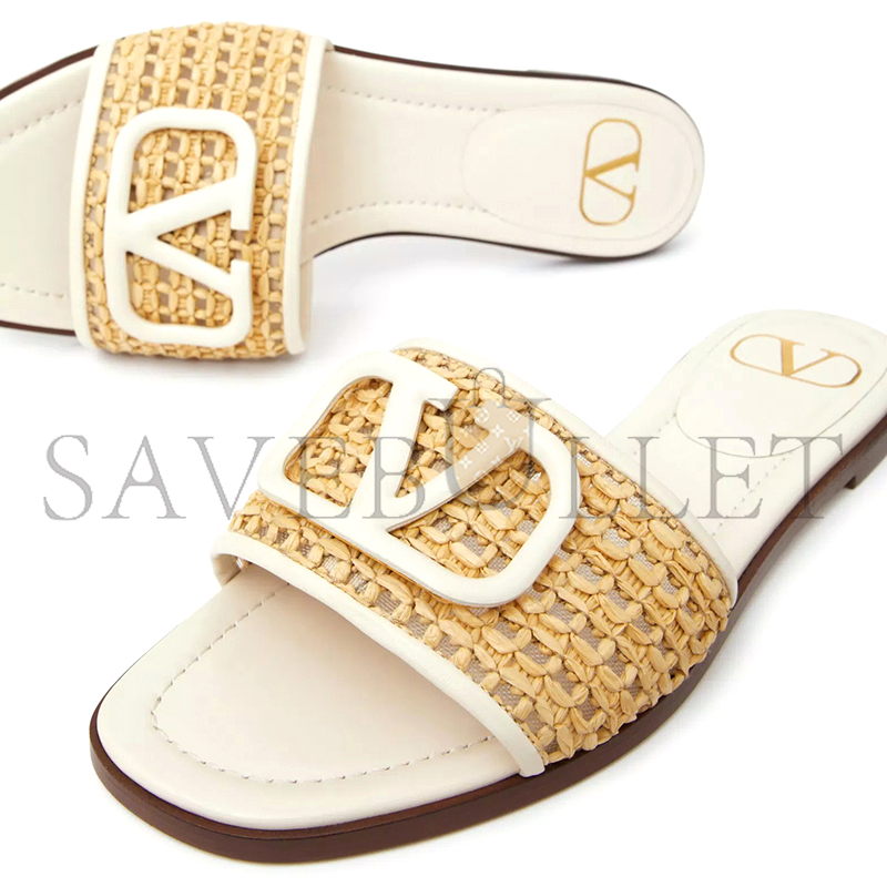 VALENTINO VLOGO SIGNATURE WOVEN RAFFIA SLIDE SANDAL 80MM 4W2S0BD5TTX_A80