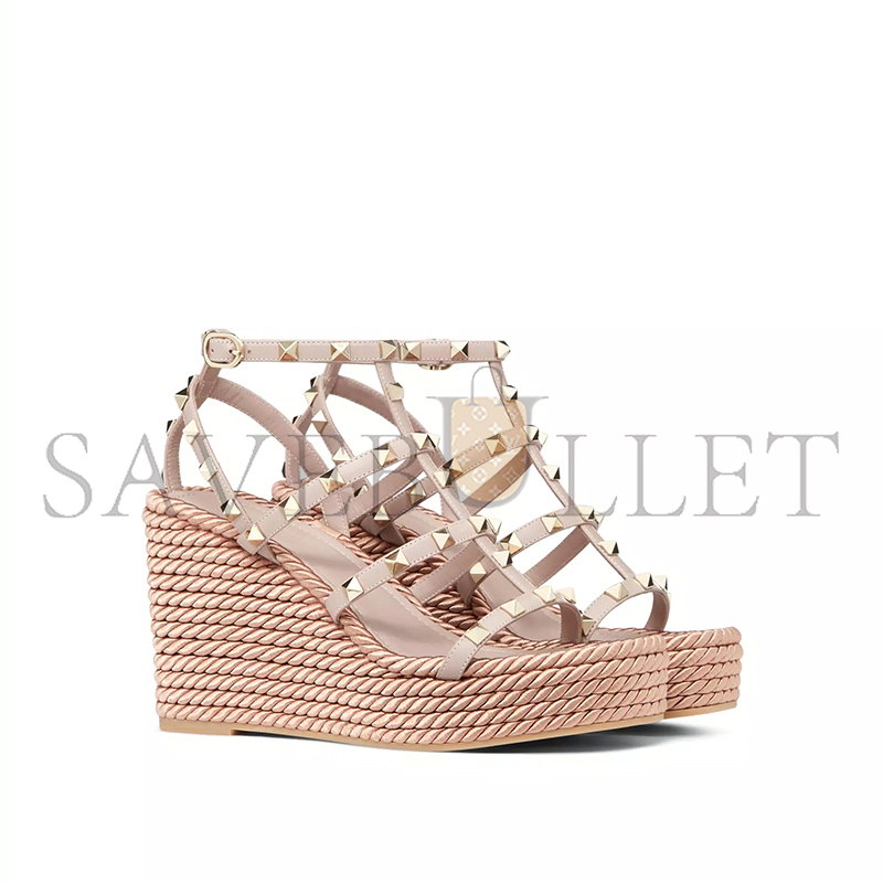 VALENTINO ROCKSTUD ANKLE STRAP WEDGE SANDALIN CALFSKIN LEATHER 95MM 5W2S0F95BAE_P45