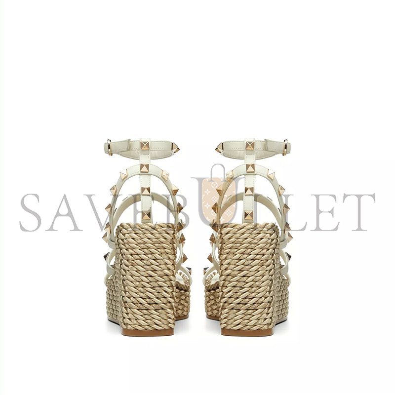 VALENTINO ROCKSTUD CALFSKIN WEDGE SANDAL WITH STRAPS 95MM 5W2S0F95EMP_I16