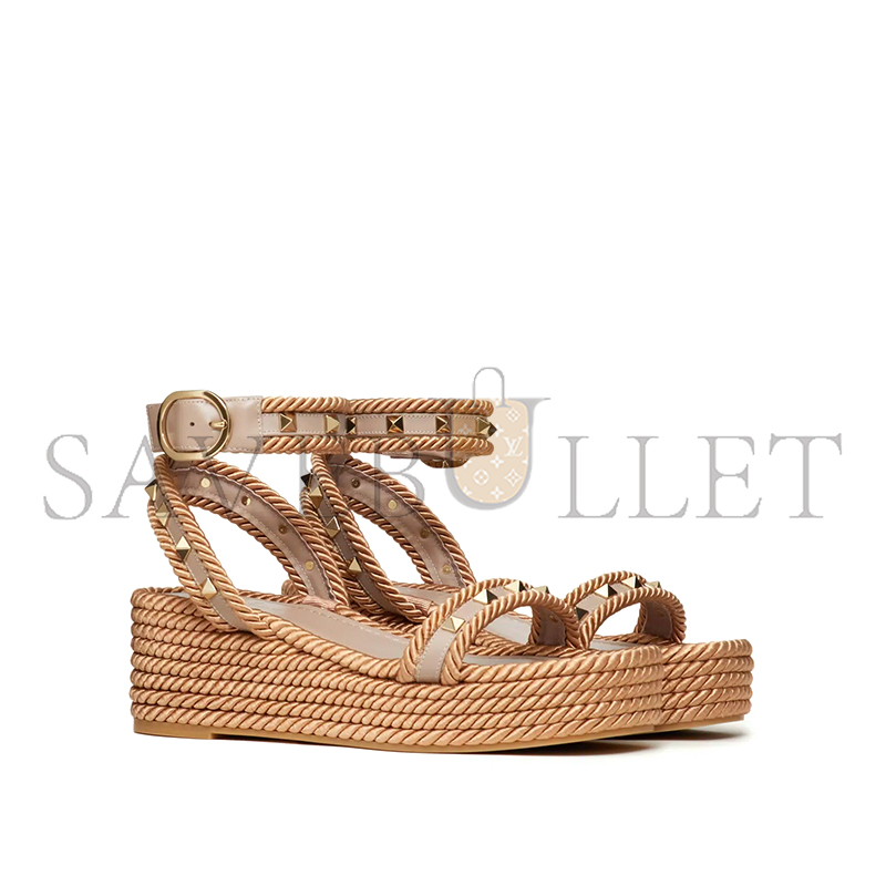 VALENTINO ROCKSTUD FLATFORM SANDAL IN CALFSKIN 45MM 6W2S0GI3BAE_P45