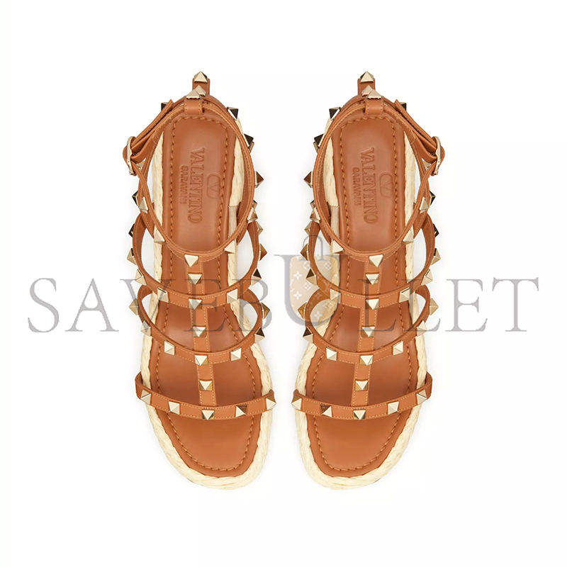 VALENTINO ROCKSTUD WEDGE SANDAL WITH CALFSKIN STRAPS 95MM 4W2S0F95ZNL_ZT6
