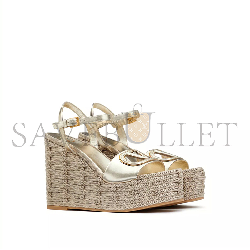 VALENTINO VLOGO CUT-OUT WEDGE SANDAL IN LAMINATED NAPPA LEATHER 110MM 4W2S0IJ6KPZ_YH4
