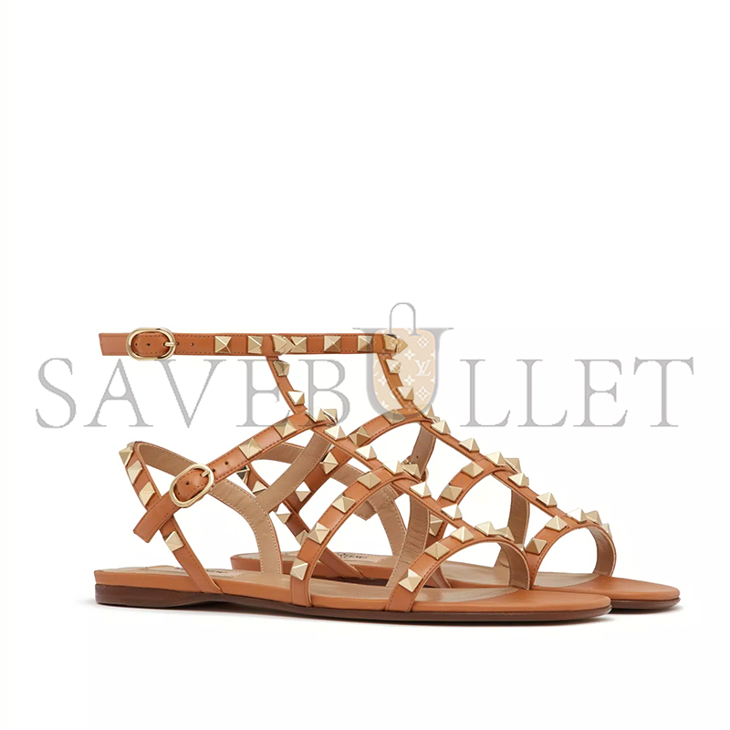 VALENTINO ROCKSTUD FLAT CALFSKIN SANDAL WITH STRAPS 4W2S0A05VOD_KEL