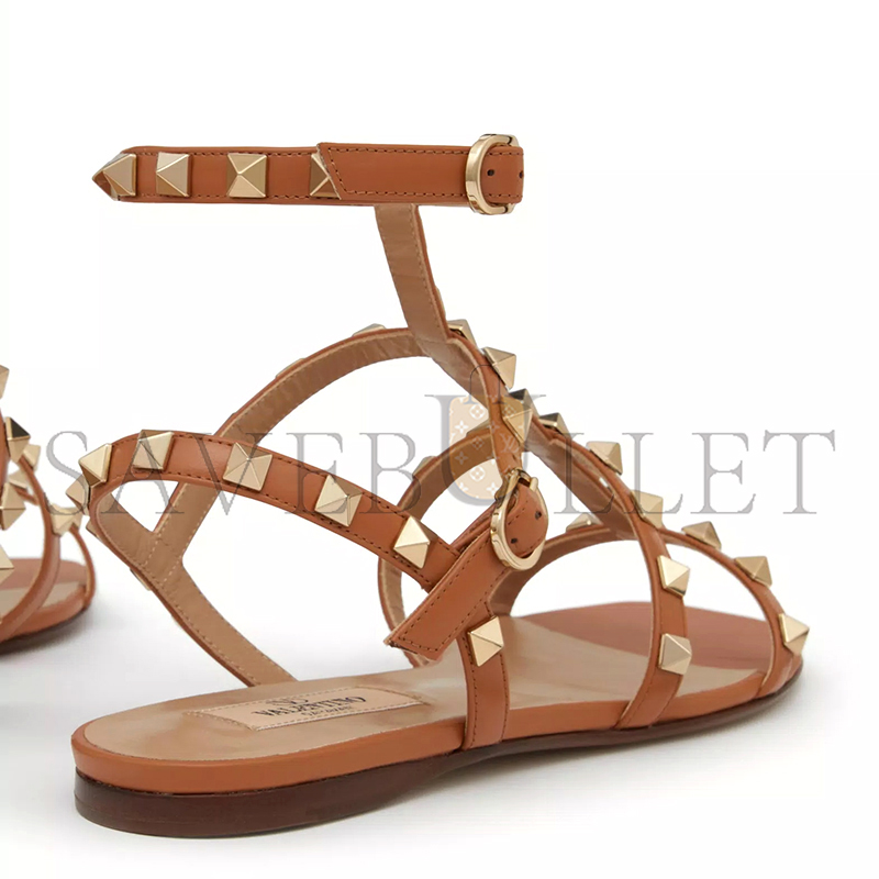 VALENTINO ROCKSTUD FLAT CALFSKIN SANDAL WITH STRAPS 4W2S0A05VOD_KEL