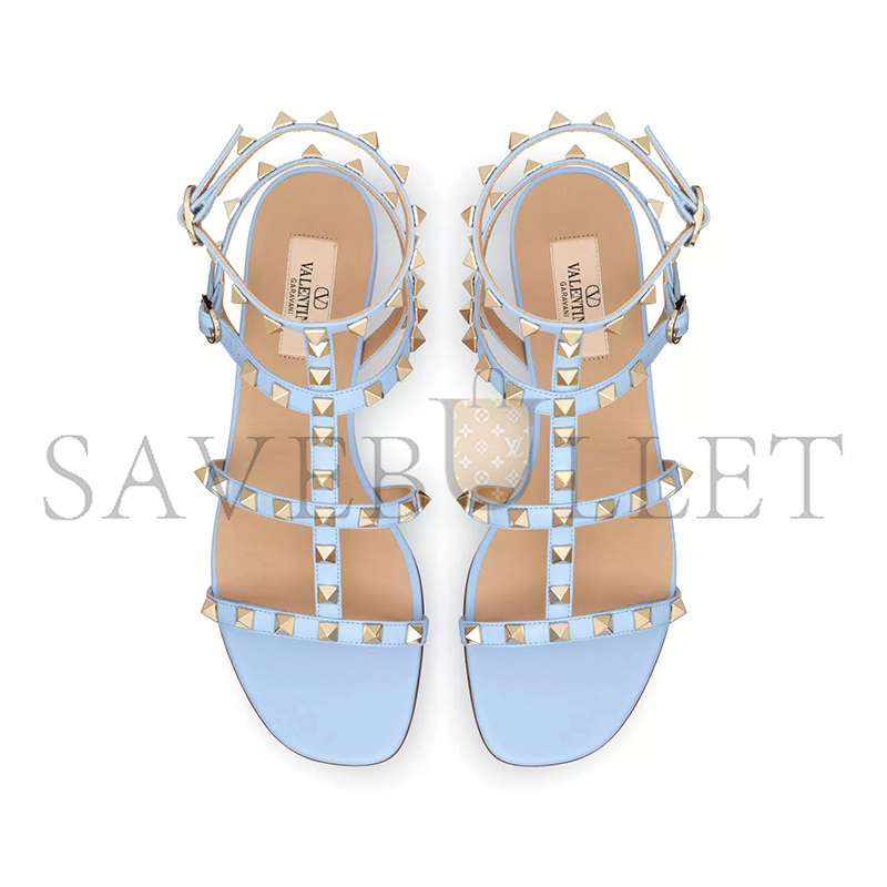VALENTINO ROCKSTUD FLAT CALFSKIN SANDAL WITH STRAPS 4W2S0A05VOD_ZQW