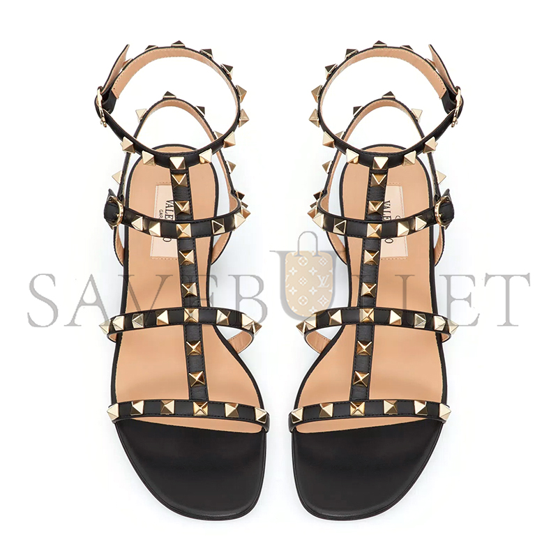 VALENTINO ROCKSTUD FLAT CALFSKIN SANDAL WITH STRAPS 5W2S0A05VOD_0NO
