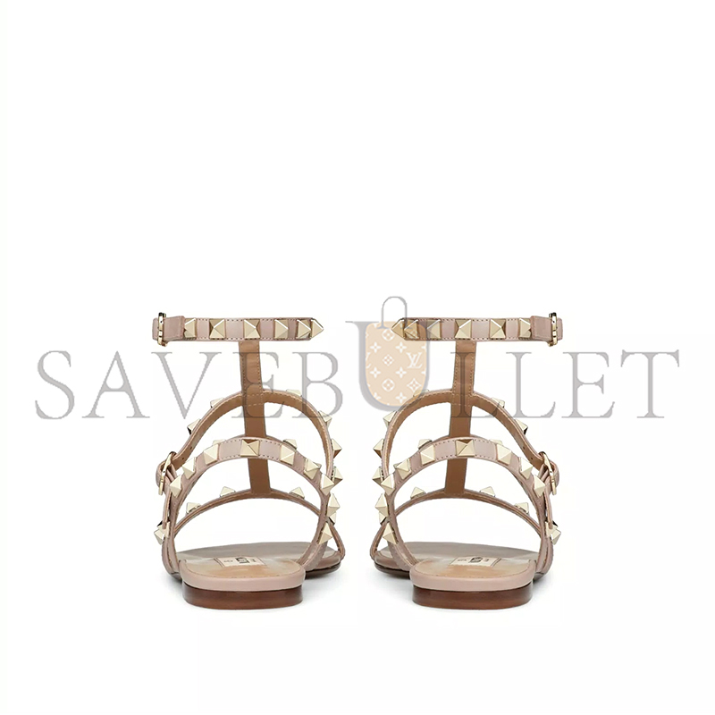 VALENTINO ROCKSTUD FLAT CALFSKIN SANDAL WITH STRAPS 5W2S0A05VOD_P45