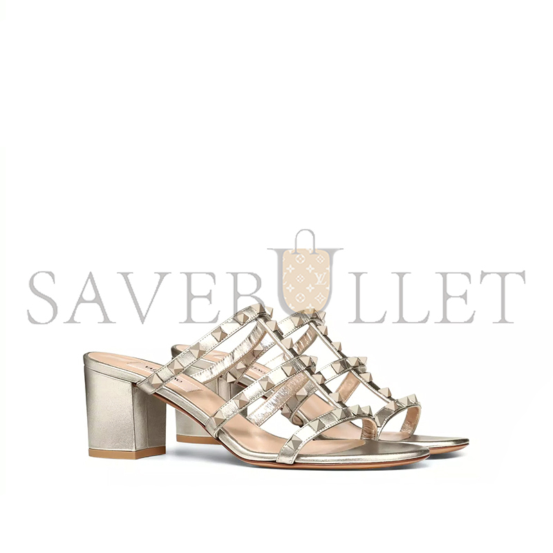 VALENTINO ROCKSTUD METALLIC CALFSKIN LEATHER SLIDE SANDAL 60MM 5W2S0C47JXH_S69