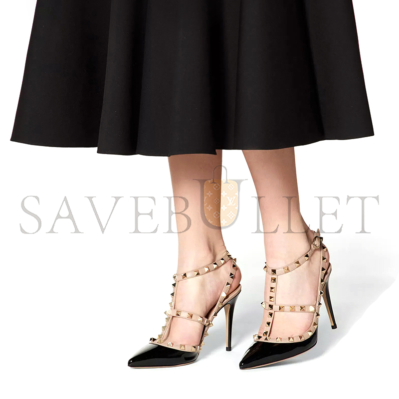 VALENTINO PATENT ROCKSTUD CAGED PUMP 100MM 5W2S0393VNW_N91
