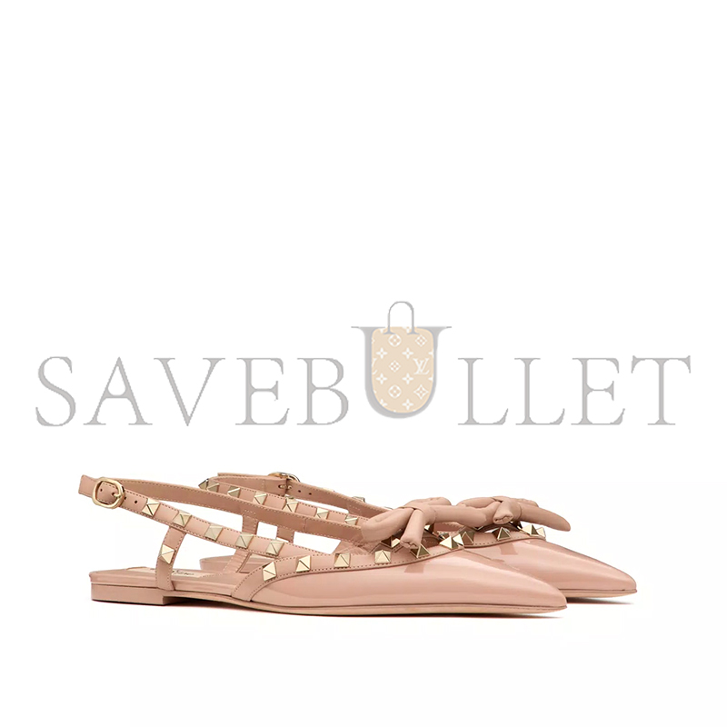 VALENTINO ROCKSTUD BOW SLINGBACK BALLERINAS IN PATENT LEATHER 5W2S0IQ2TZE_GF9