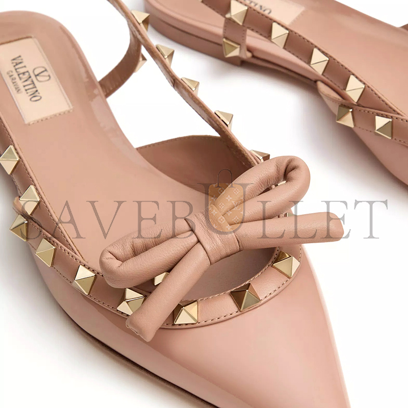 VALENTINO ROCKSTUD BOW SLINGBACK BALLERINAS IN PATENT LEATHER 5W2S0IQ2TZE_GF9