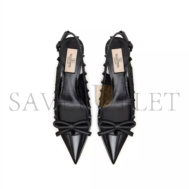 VALENTINO ROCKSTUD BOW SLINGBACK PUMP IN PATENT LEATHER WITH MATCHING STUDS 60MM 5W2S0IB8IXH_0NO