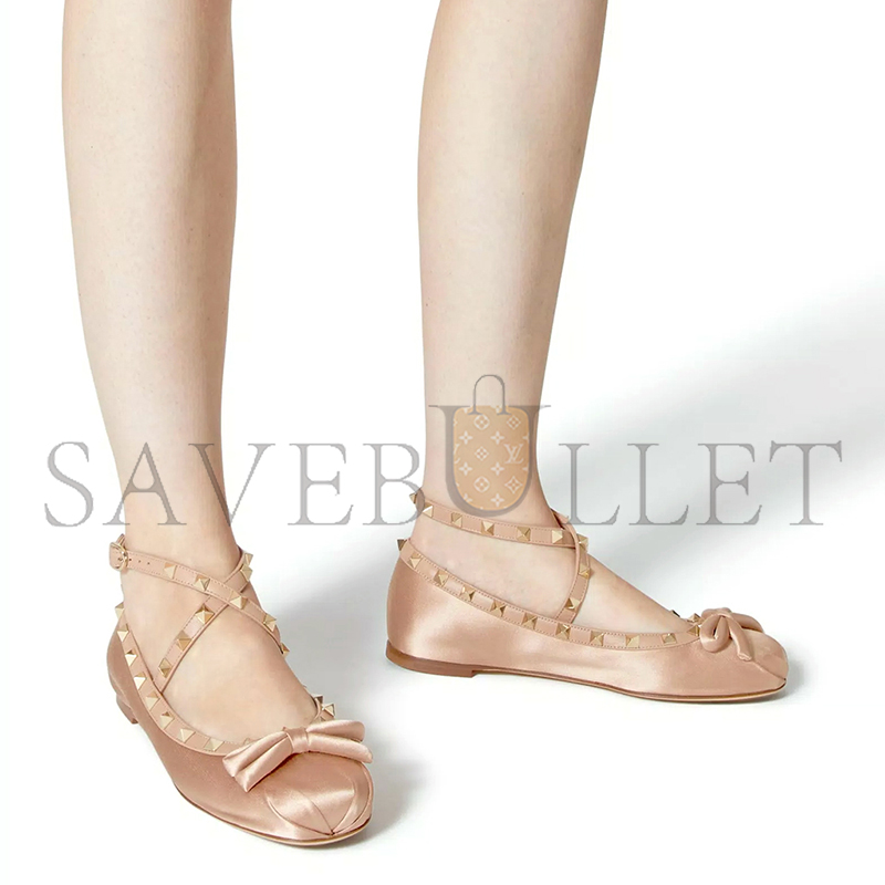 VALENTINO ROCKSTUD SATIN BALLERINA 4W2S0HB6SWH_GF9