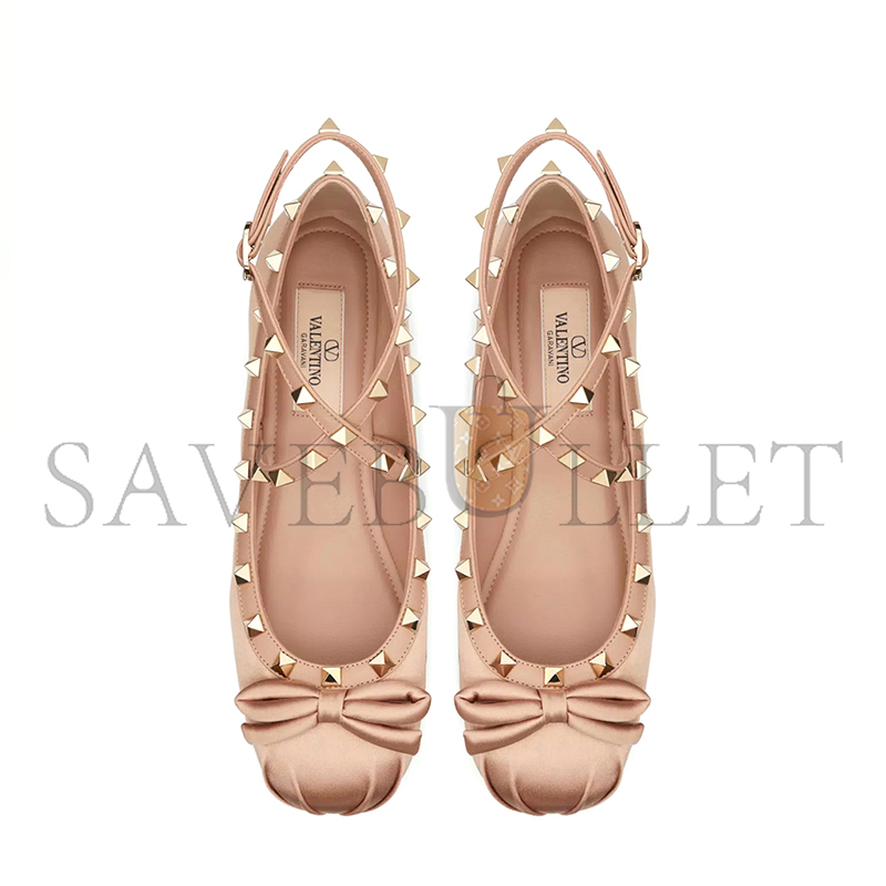 VALENTINO ROCKSTUD SATIN BALLERINA 4W2S0HB6SWH_GF9