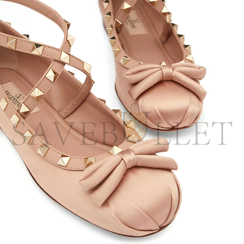 VALENTINO ROCKSTUD SATIN BALLERINA 4W2S0HB6SWH_GF9