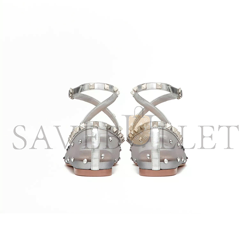 VALENTINO ROCKSTUD MESH BALLERINA WITH CRYSTALS 5W2S0HB6UQX_KSP