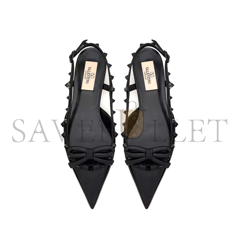 VALENTINO ROCKSTUD BOW SLINGBACK BALLERINA IN PATENT LEATHER WITH TONE-ON-TONE STUDS 5W2S0IQ2IXH_0NO