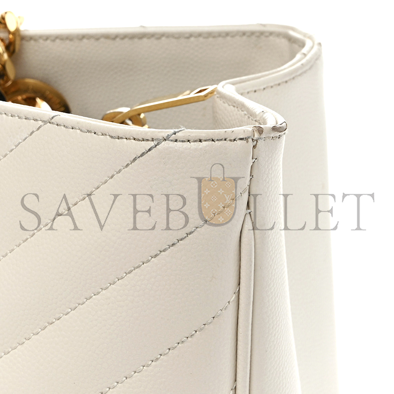 Y*L chevron leather classic monogram shopping tote white 1466144 (33*22*15cm)