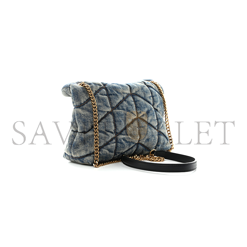 Y*L loulou puffer monogram chain satchel blue black 1525526 (23*15.8*5.8cm)