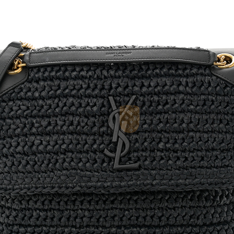 Y*L niki raffia shoulder bag in black 1550433 (22*16.5*12cm)