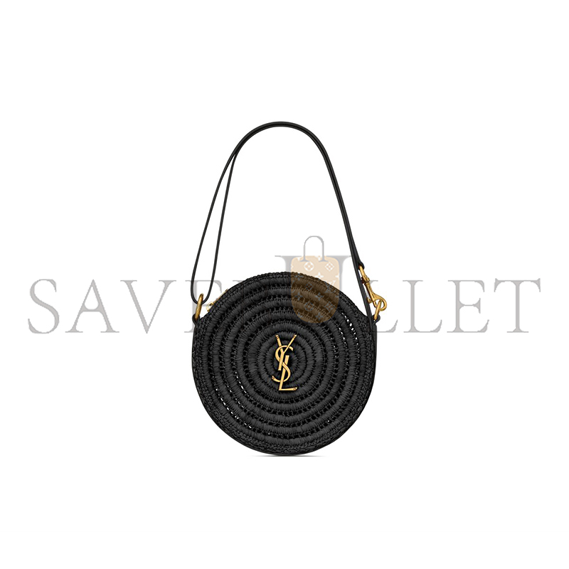 Y*L round bag in raffia and vegetable-tanned leather 744292gaadr1000 (21.5*21.5*4.5cm)