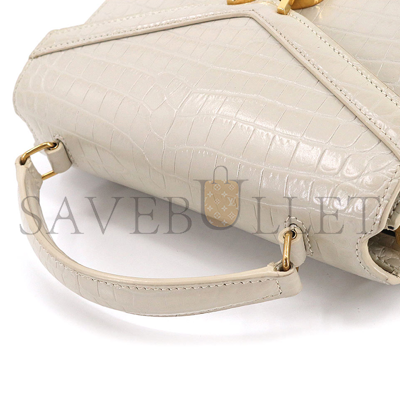 Y*L cassandra mini top handle bag in crocodile-embossed shiny leather 602716623930 (20*16*7.5cm)