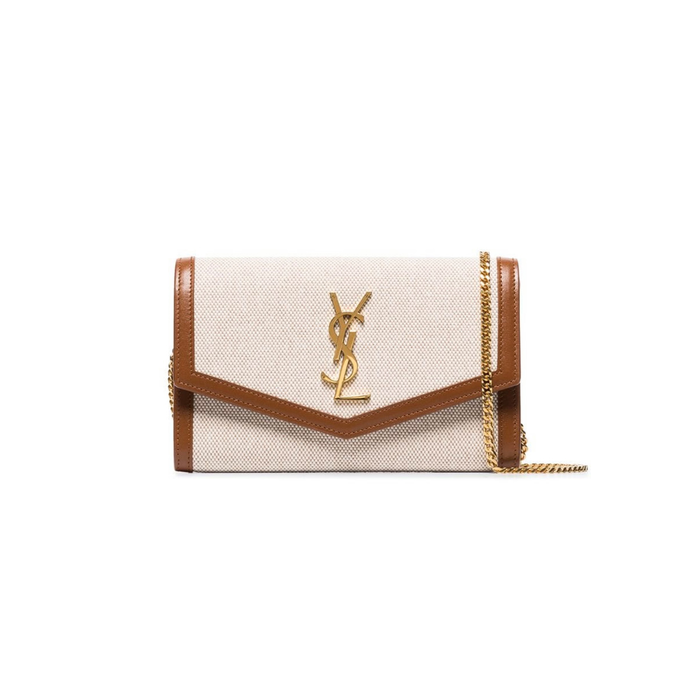 Y*L uptown chain wallet in leather and canvas shoulder bag 607788305236 (19*12*3cm)