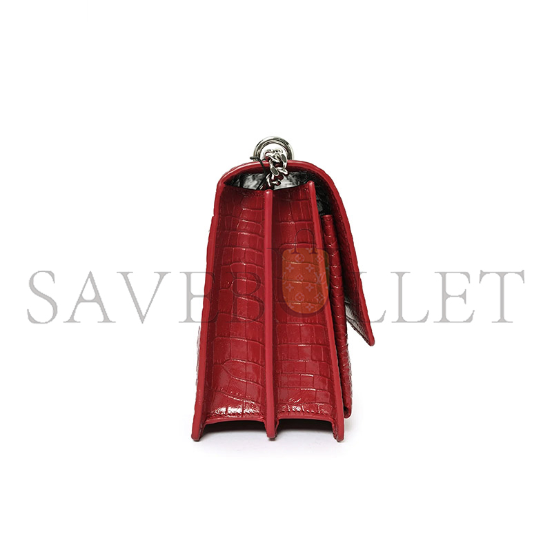 Y*L sunset medium chain bag in crocodile-embossed shiny leather 442906dnd0n6805 (22*16*6.5cm)