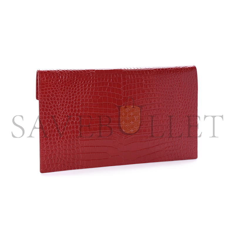 Y*L uptown pouch in crocodile-embossed shiny leather 565739607072 (27*16*2cm)
