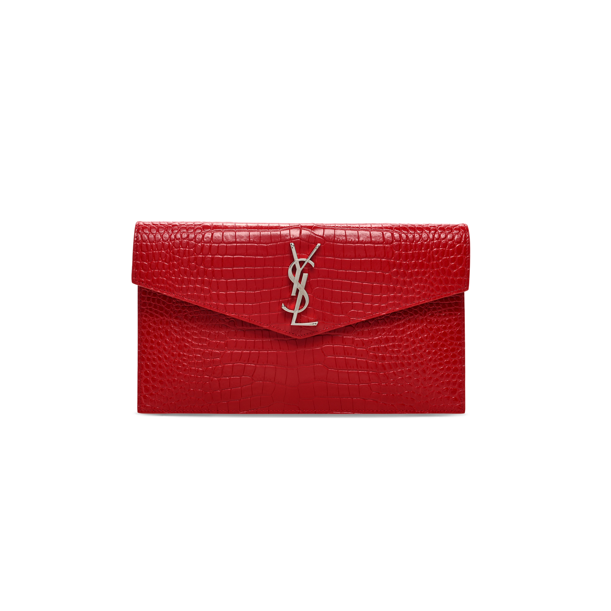 Y*L uptown pouch in crocodile-embossed shiny leather 5657391523720 (27*16*2cm)