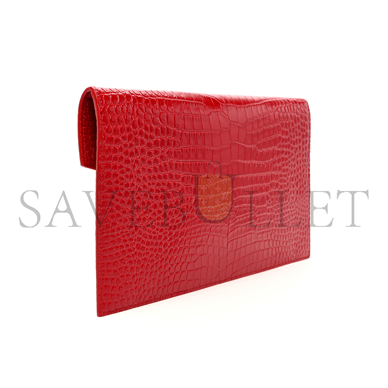Y*L uptown pouch in crocodile-embossed shiny leather 5657391523720 (27*16*2cm)