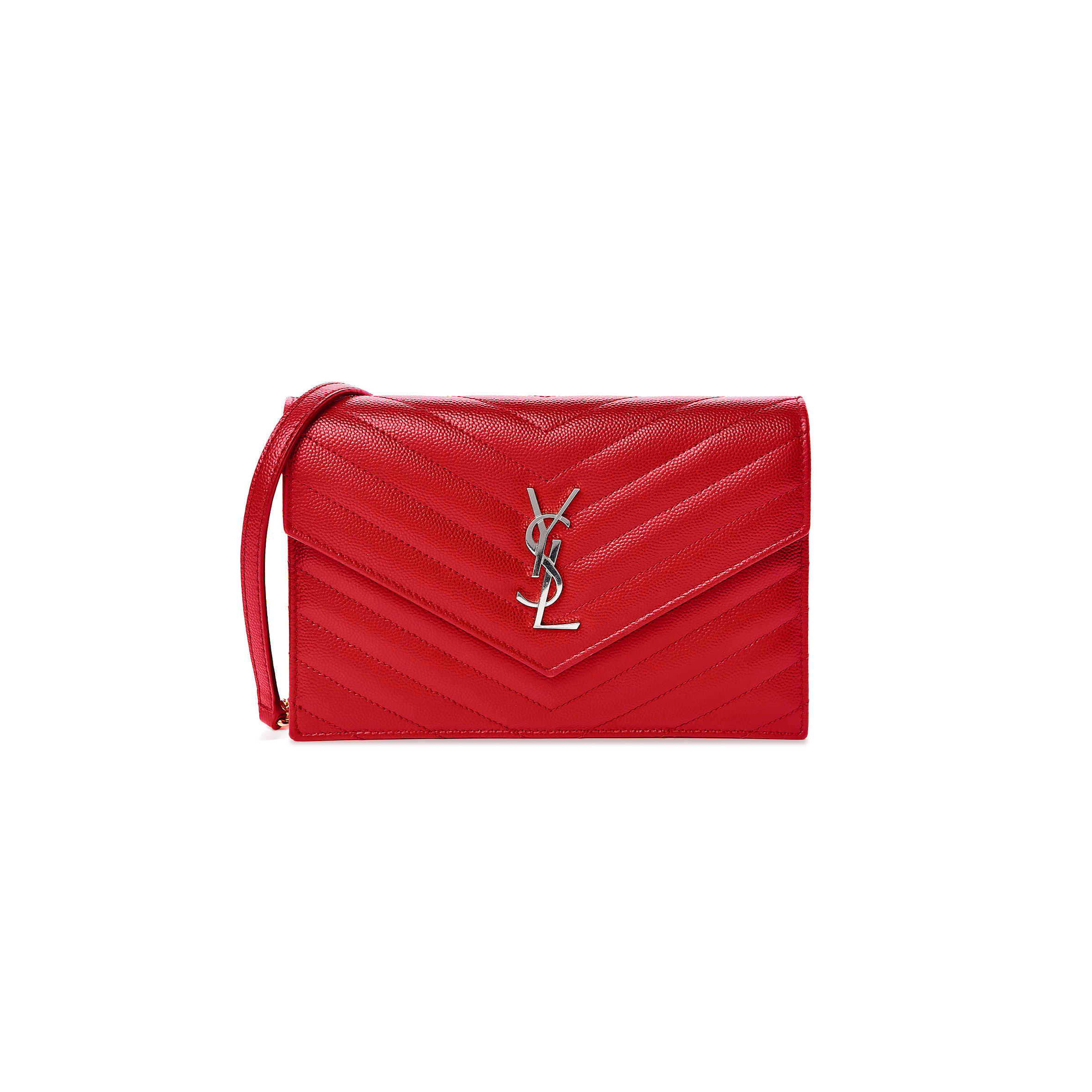 Y*L cassandre matelassÉ envelope chain wallet in grain de poudre embossed leather 695108406611 (19*12.5*3.5cm)