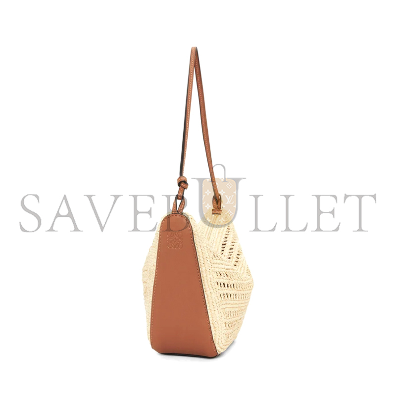 L0ew* mini hammock hobo in raffia and calfskin a538g13x09-658 (28*17*9.5cm)