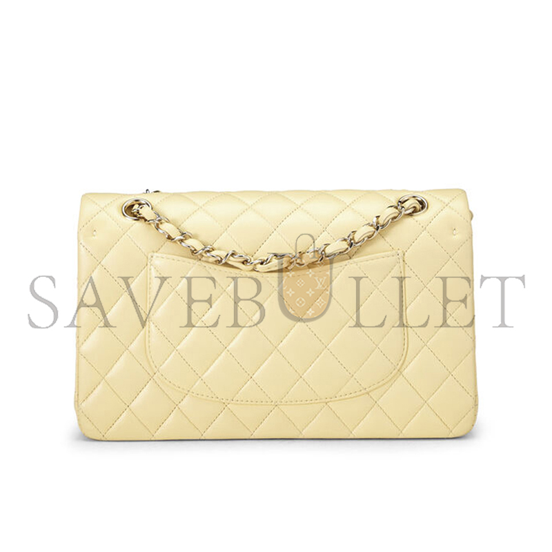 Ch*el yellow calfskin classic double flap medium as0001 (25*15*6cm)