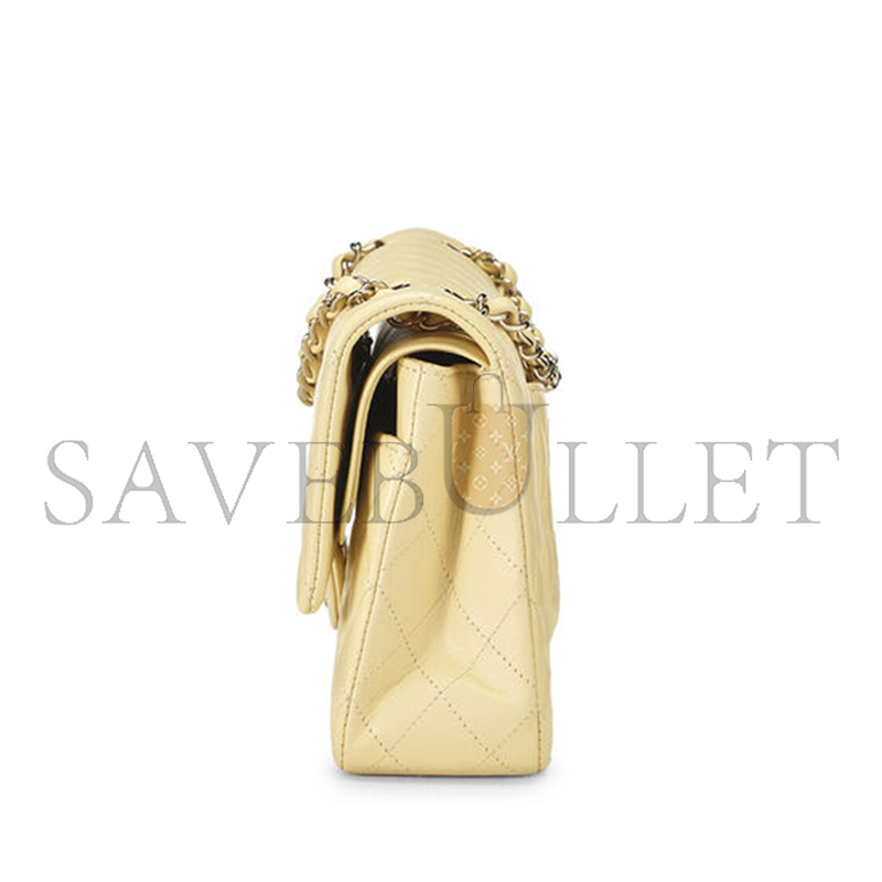 Ch*el yellow calfskin classic double flap medium as0001 (25*15*6cm)