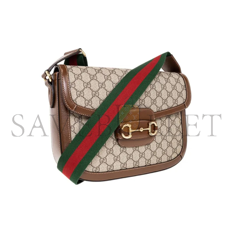 G*u*i horsebit 1955 canvas with leather shoulder bag 700457 (30*21*7.5cm)