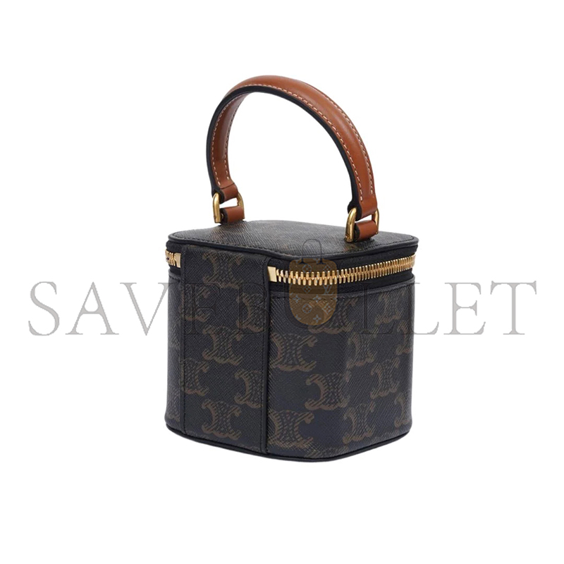 Ce**e mini vanity case in triomphe canvas and calfskin 100766 (9.5*9*9cm)