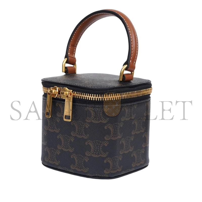 Ce**e mini vanity case in triomphe canvas and calfskin 100766 (9.5*9*9cm)