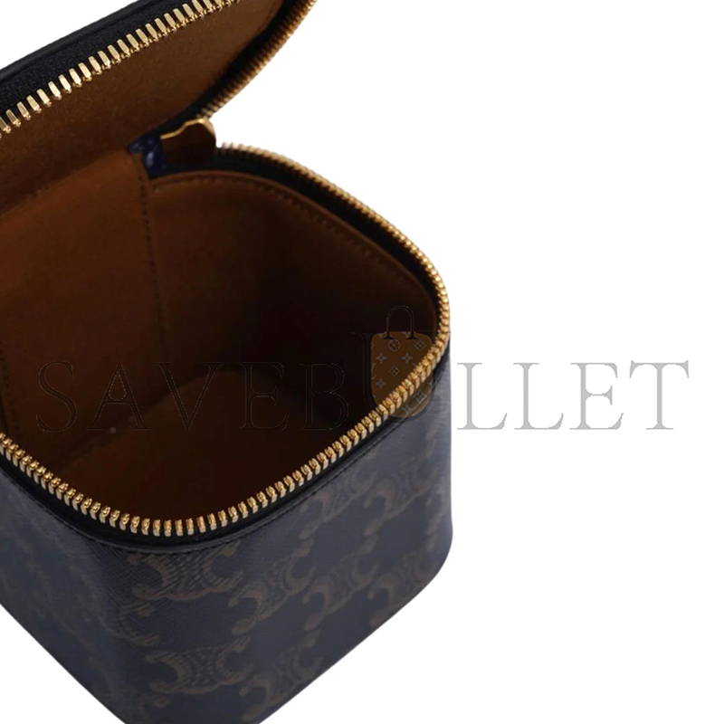 Ce**e mini vanity case in triomphe canvas and calfskin 100766 (9.5*9*9cm)