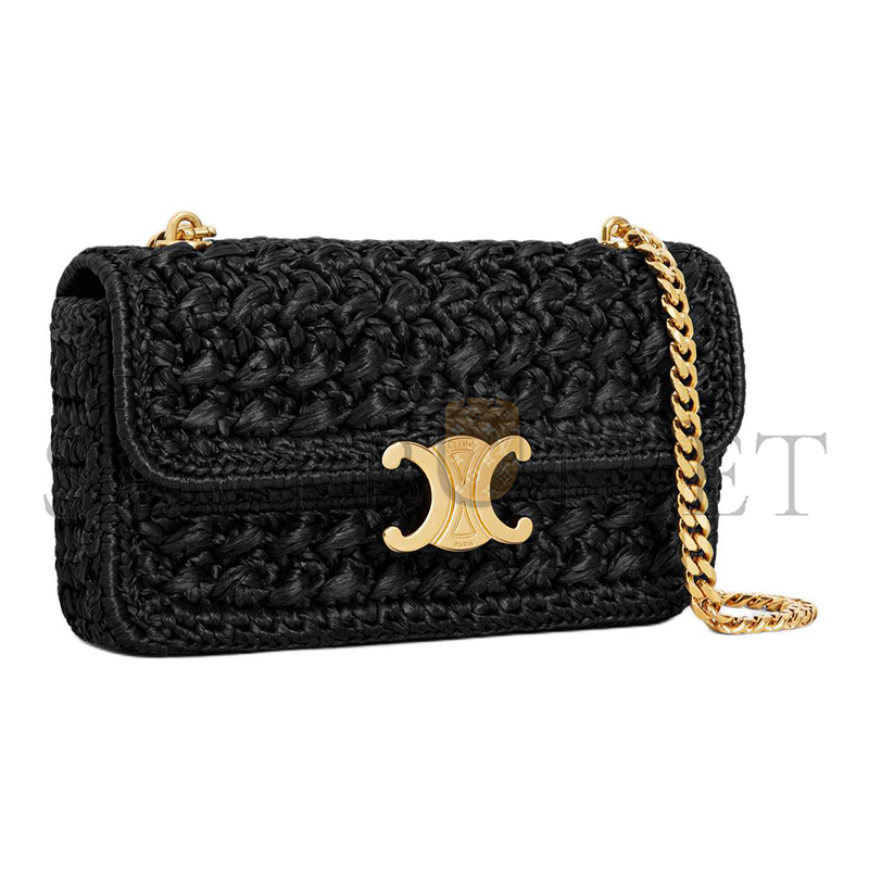Ce**e chain shoulder bag claude in raffia effect textile 112252etu.38no (20.5*11.5*4)