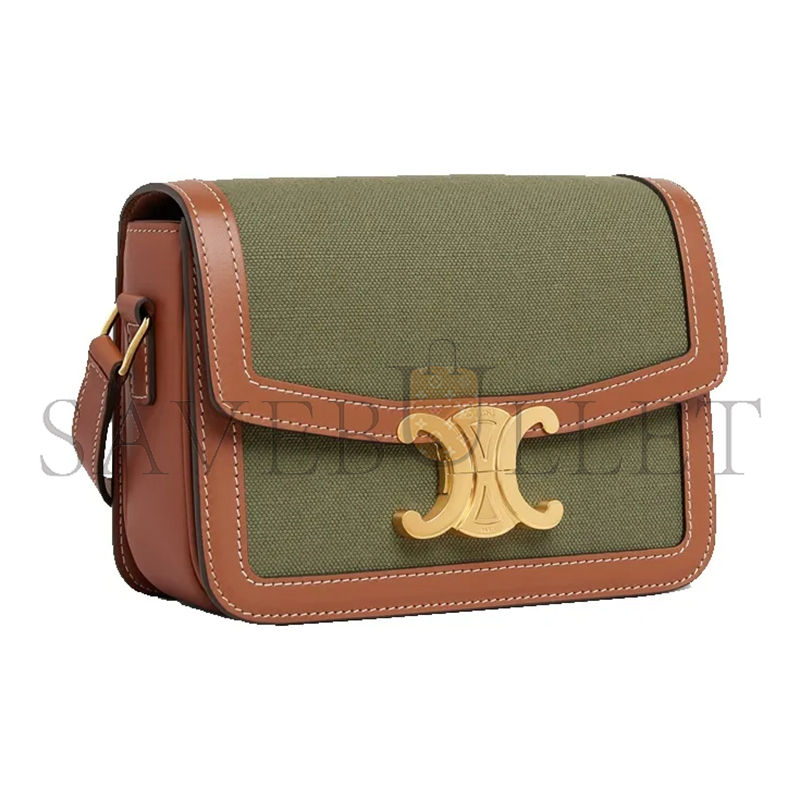 Ce**e small teen triomphe bag in textile and calfskin 188882cd3.15kz (18.5*14*6cm)