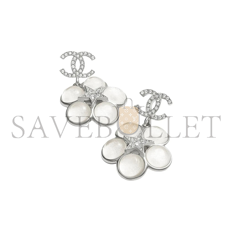 Ch*el star flower crystal earrings silver abe285