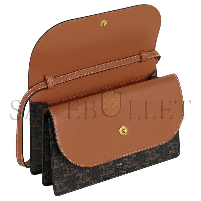 Ce**e crossbody bag in triomphe canvas and smooth lambskin 10d852cg9.04lu (20*11.5cm)
